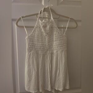 Chic White Crochet Halter Top